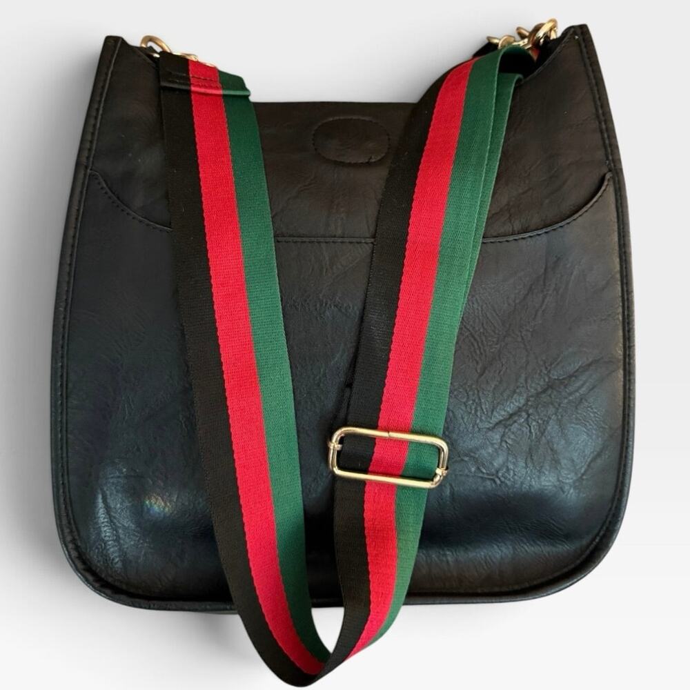 Ahdorned classic vegan leather messenger bag two interchangeable straps | EUC